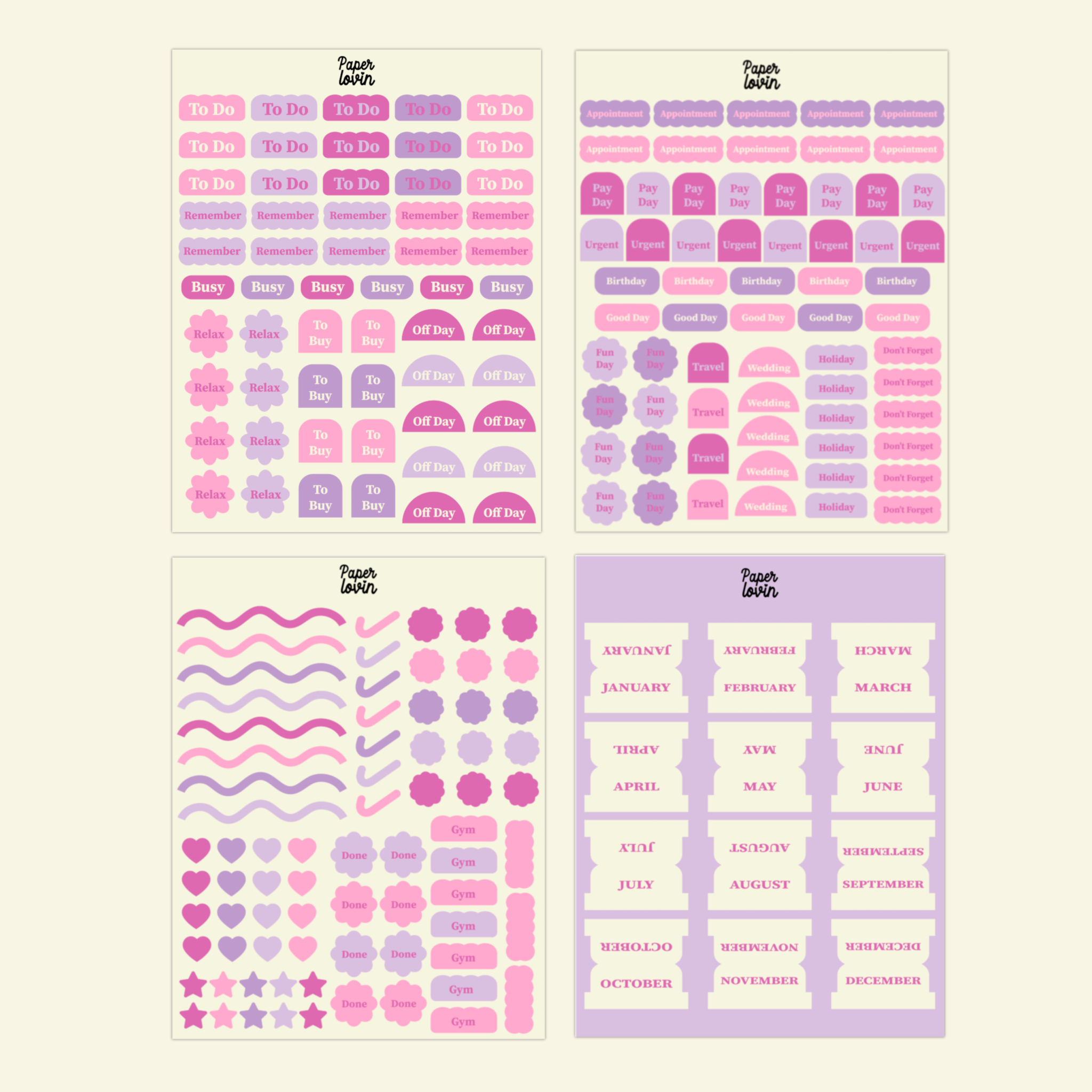 Program Sheet Sticker Planning sticker sheets (4 sheets) – Paperlovin