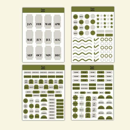 Planning sticker sheets (green)